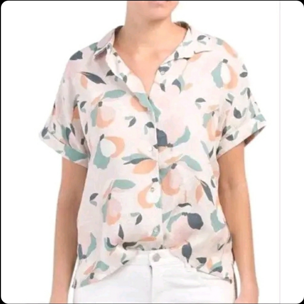 Rachel Zoe 100% Linen Button Down Top